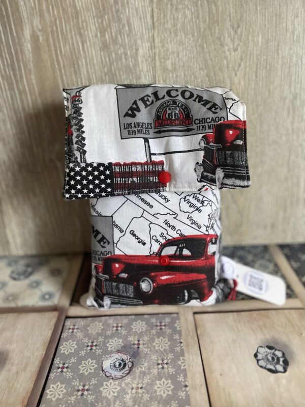 Pochette évolutive pour livre de poche motif route 66