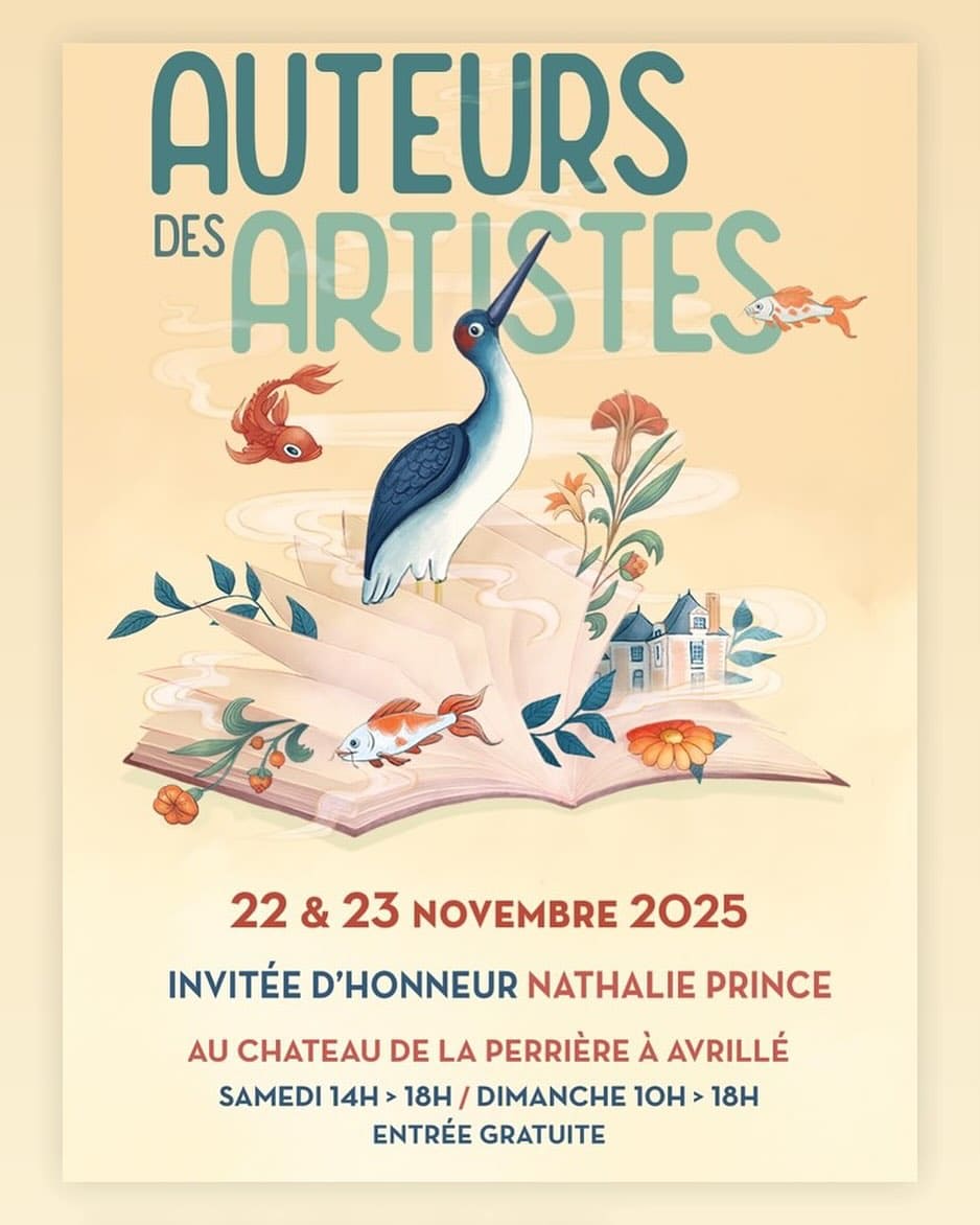 affiche avec oiseaux pour salon du livre des auteurs des artistes