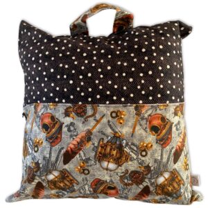 coussin de lecture avec poche integree et poignee de transport